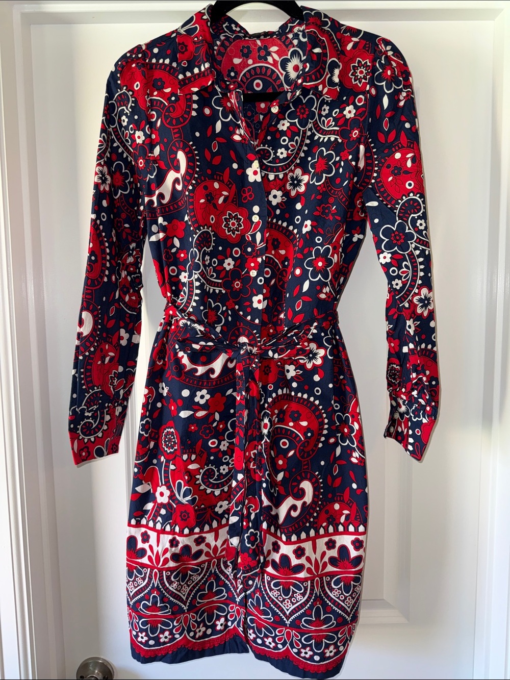 Talbots Paisley Shirt Dress with Tie Waist Size 10